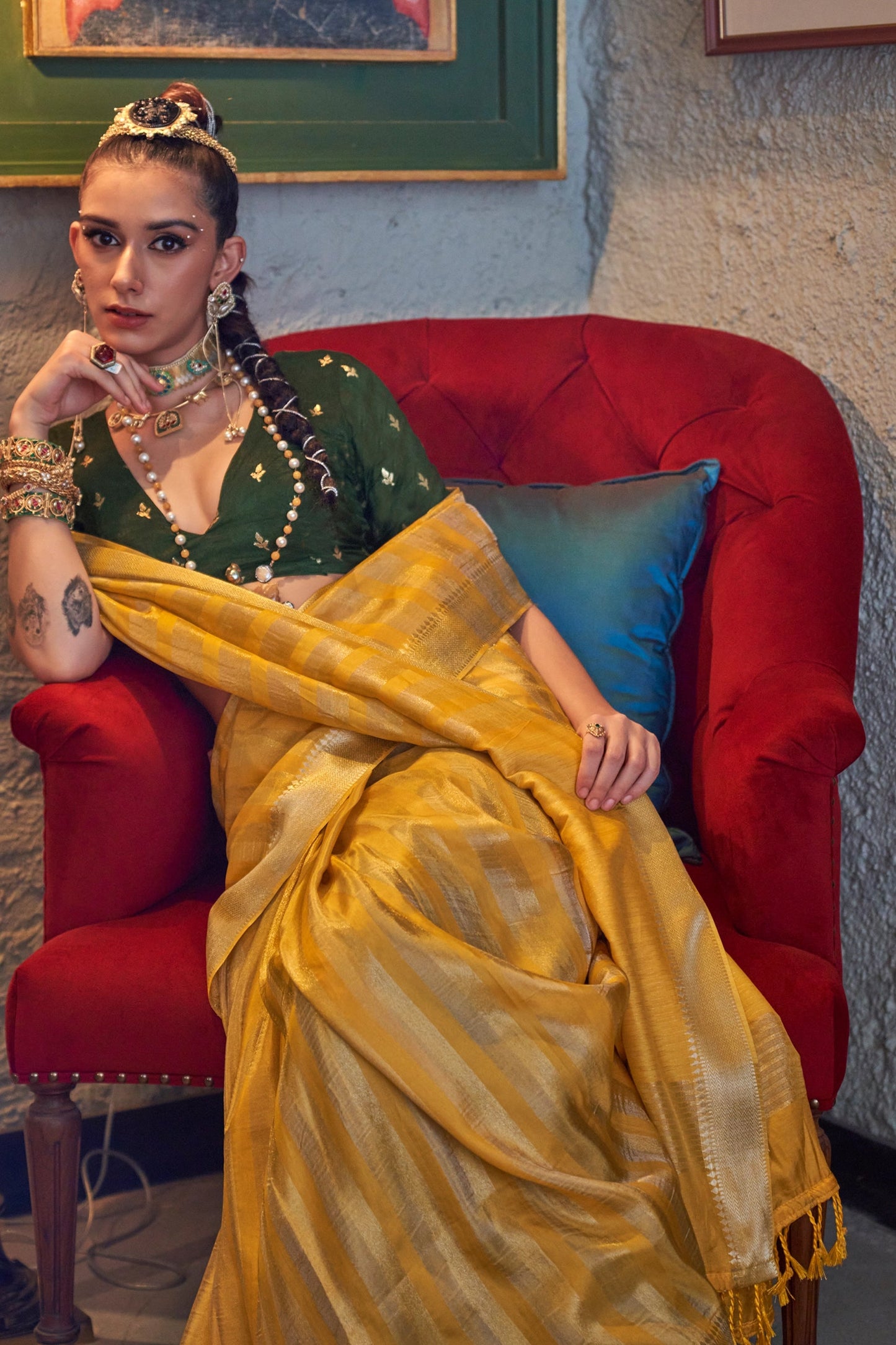 Yellow Woven Viscose Saree-SAR11475_2_SareeButa.com