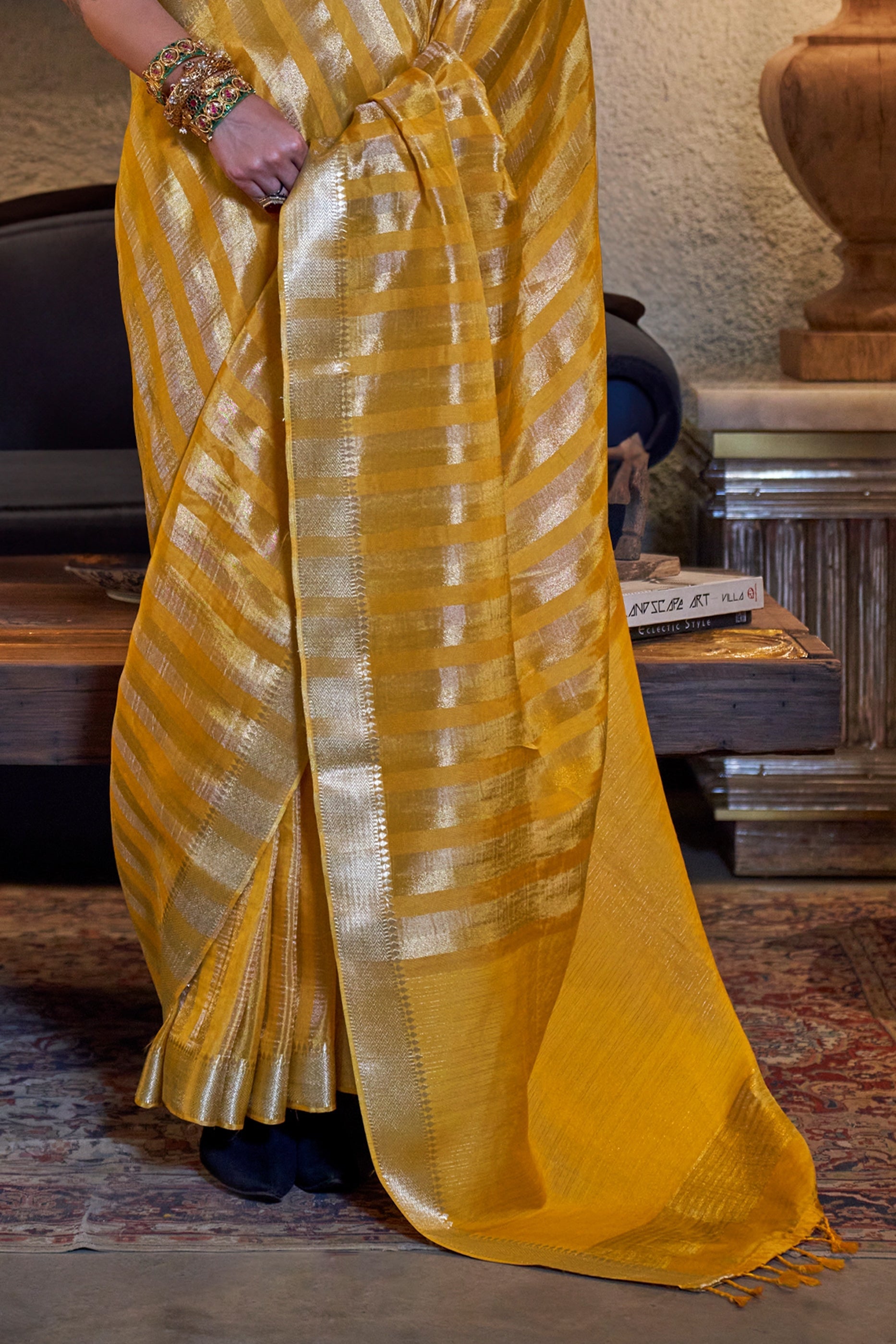 Yellow Woven Viscose Saree-SAR11475_4_SareeButa.com