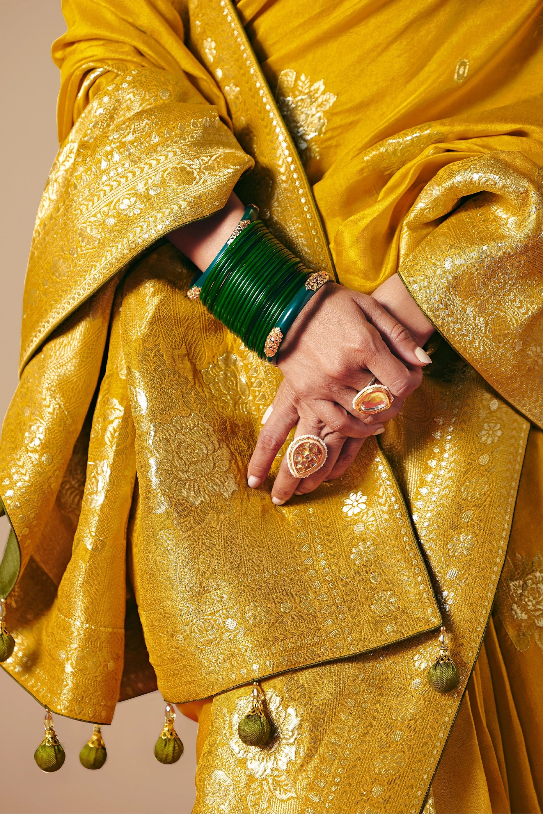 Yellow Woven Viscose Silk Saree With Brocade Blouse-SAR10248_4_SareeButa.com