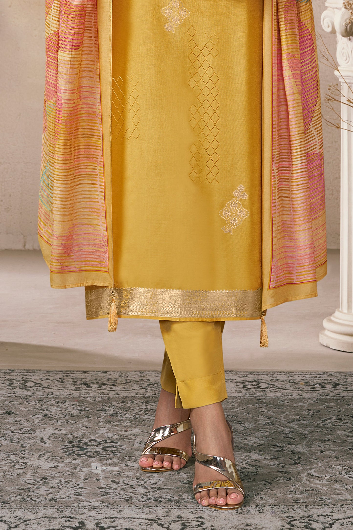 Yellow Woven Viscose Muslin Suit-SAR11736_4_SareeButa.com