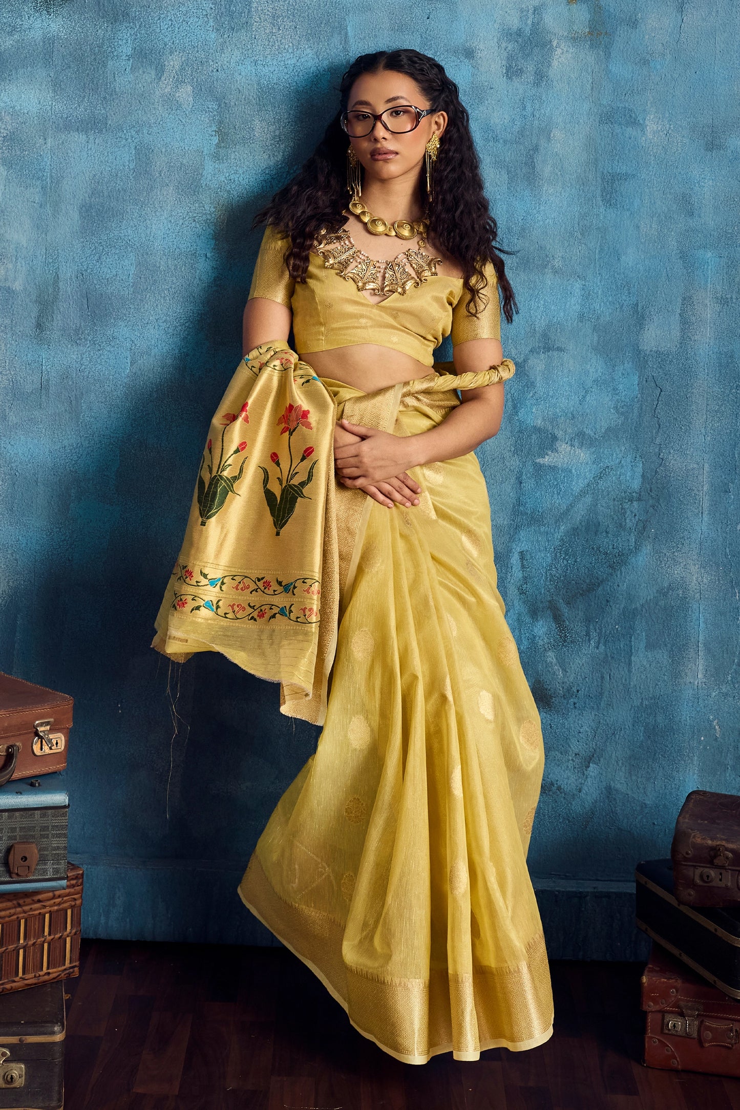 Yellow Woven Zari Tissue Saree-SAR12351_3_SareeButa.com