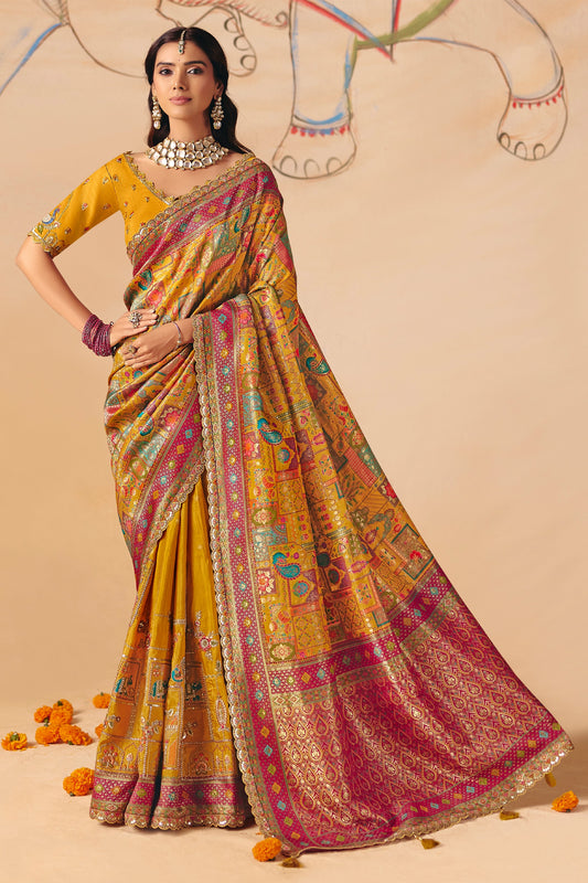 Yellow Zari Work Dola Silk Saree With Embroidery-SAR12064_1_SareeButa.com