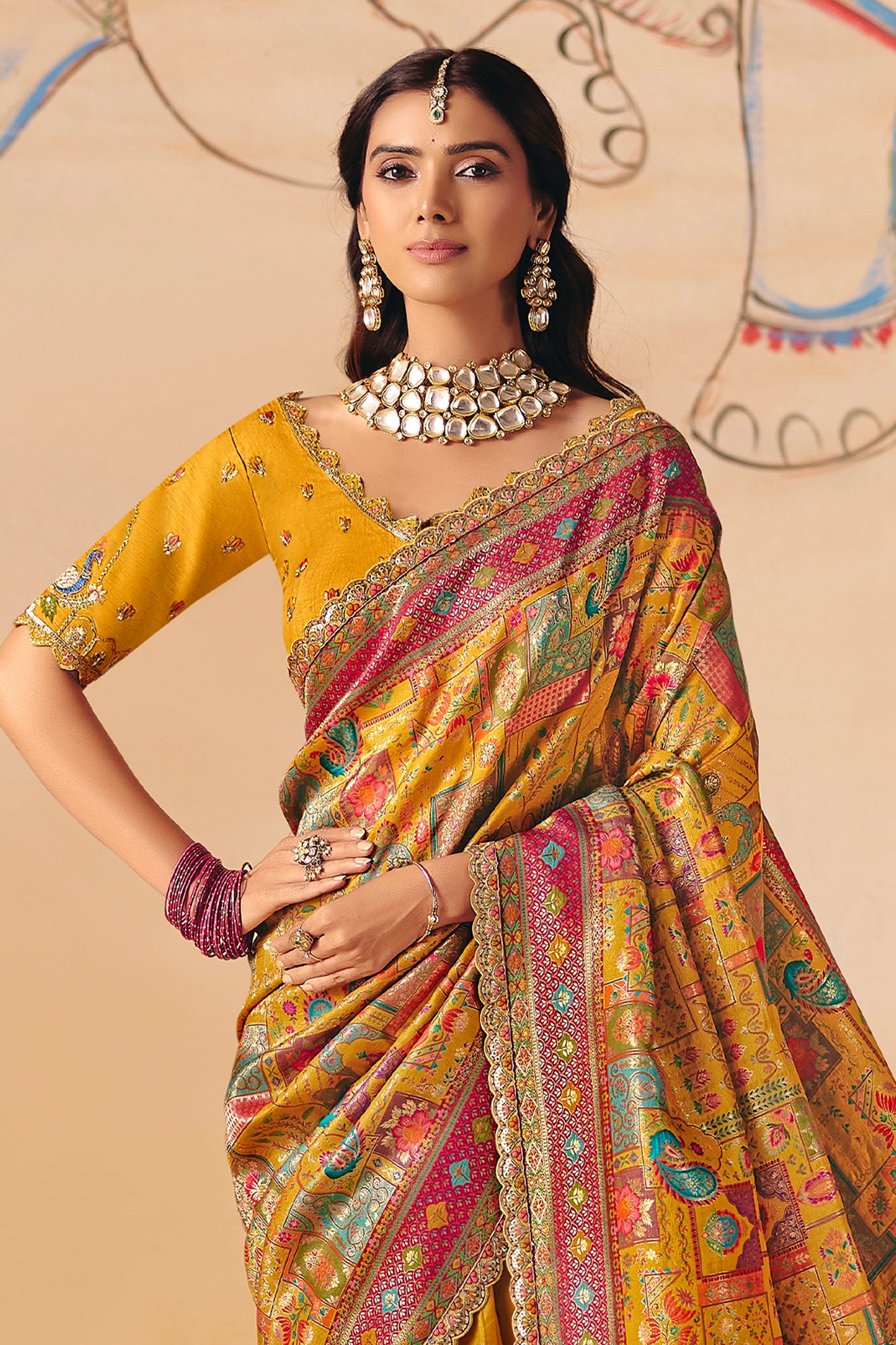 Yellow Zari Work Dola Silk Saree With Embroidery-SAR12064_3_SareeButa.com