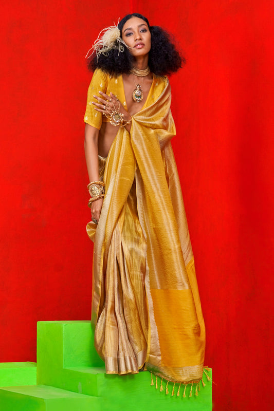 Yellow Zari Work Viscose Tissue Saree-ZB133872_1_SareeButa.com