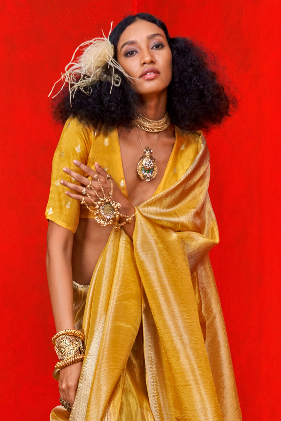 Yellow Zari Work Viscose Tissue Saree-ZB133872_2_SareeButa.com