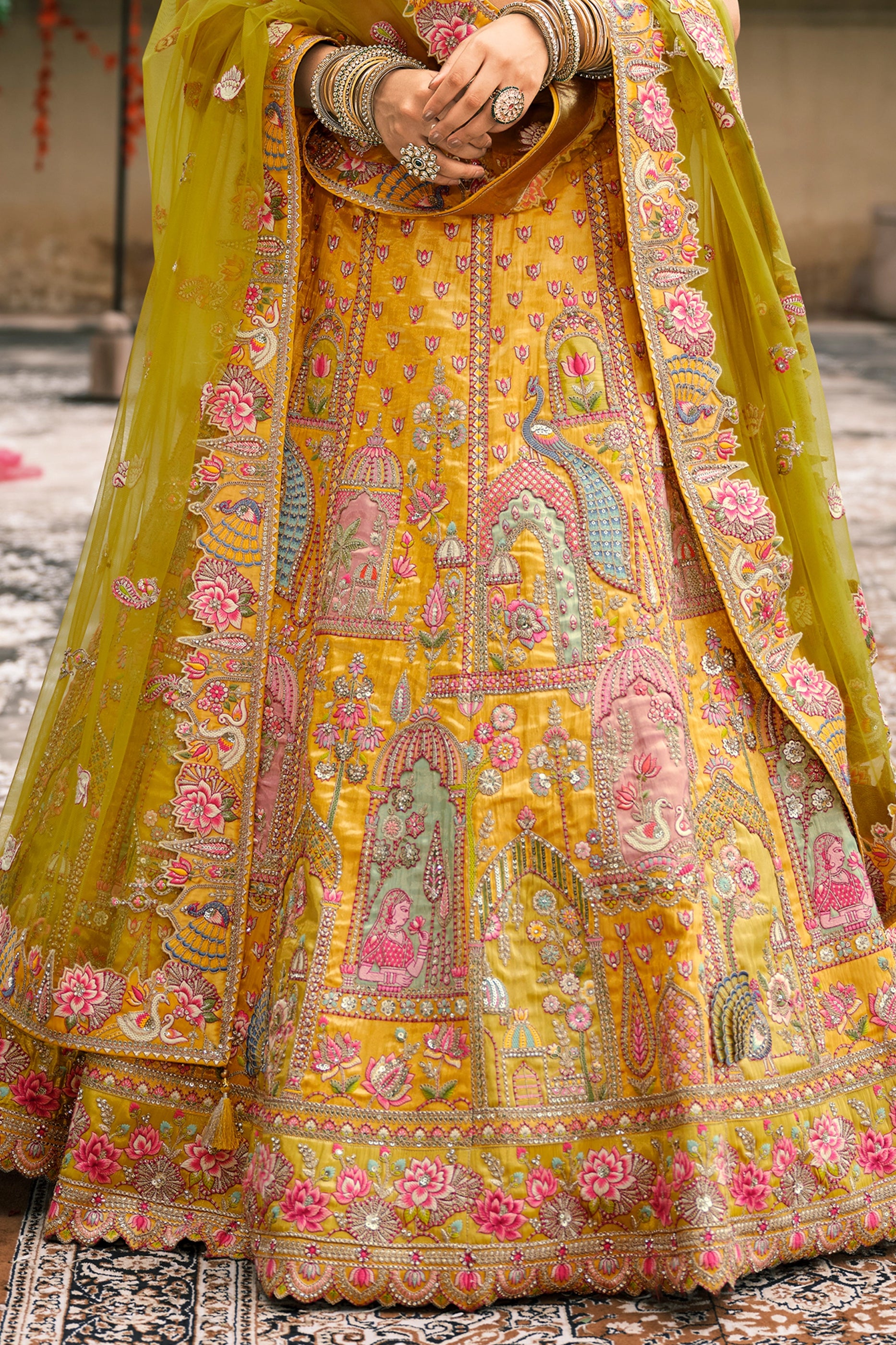 yellow-and-green-semi-stitched-embroidered-silk-lehenga-sar10429_6_Sareebuta.com