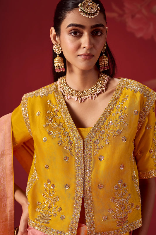 Yellow and Pink Woven Dola Crepe Silk Saree-SAR13420_2_SareeButa.com