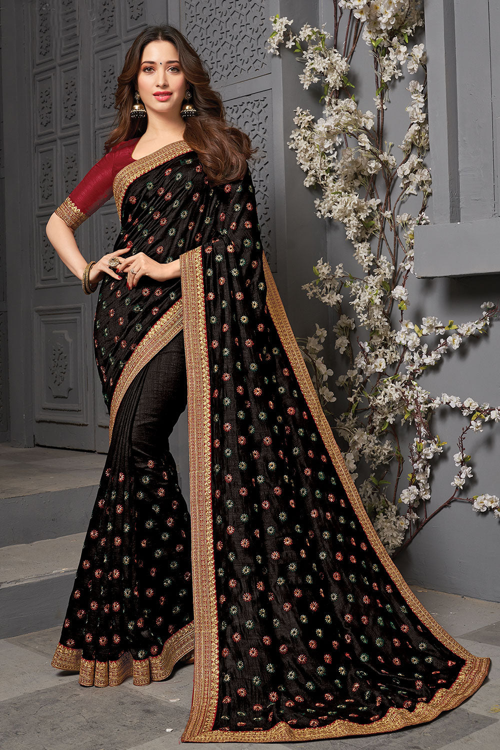 black-embroidered-saree-zb132549_1_SareeButa.com