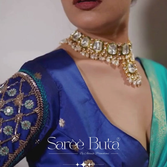2-Tone Blue Ombre Chiffon Saree_SAR12574