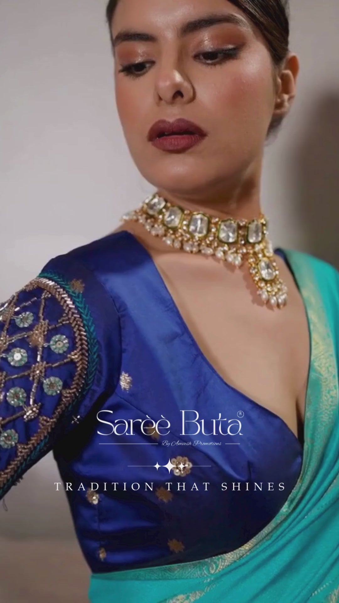 2-Tone Blue Ombre Chiffon Saree_SAR12574