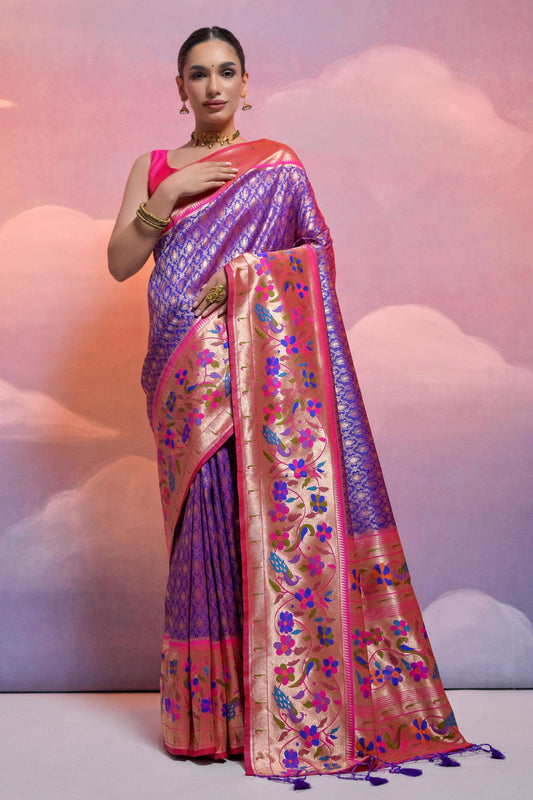 Blue Paithani Silk Saree-ZB130282-1