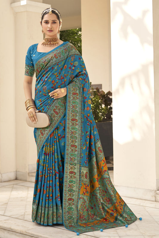 Blue Tussar Silk Saree-ZB130476_1