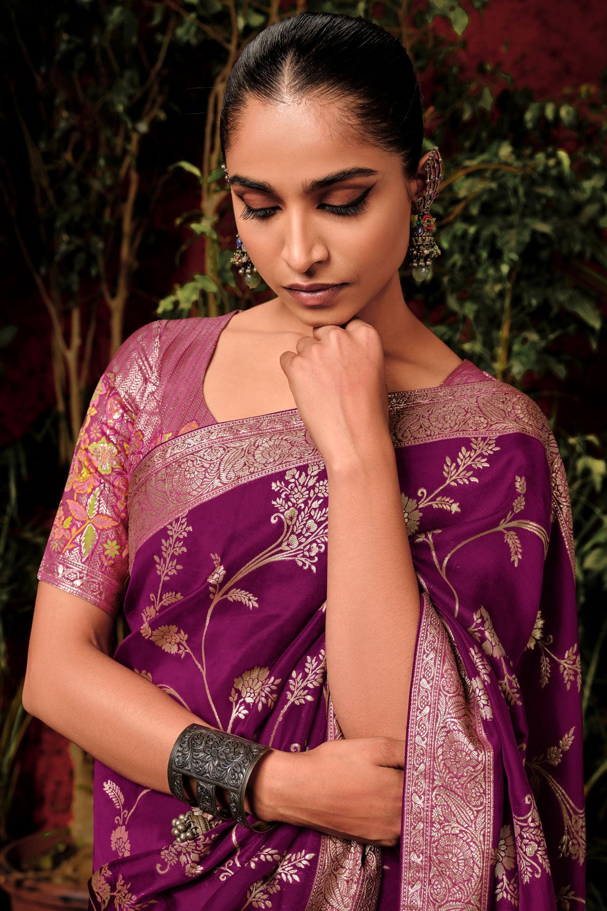 Purple Silk Saree-ZB130246-2