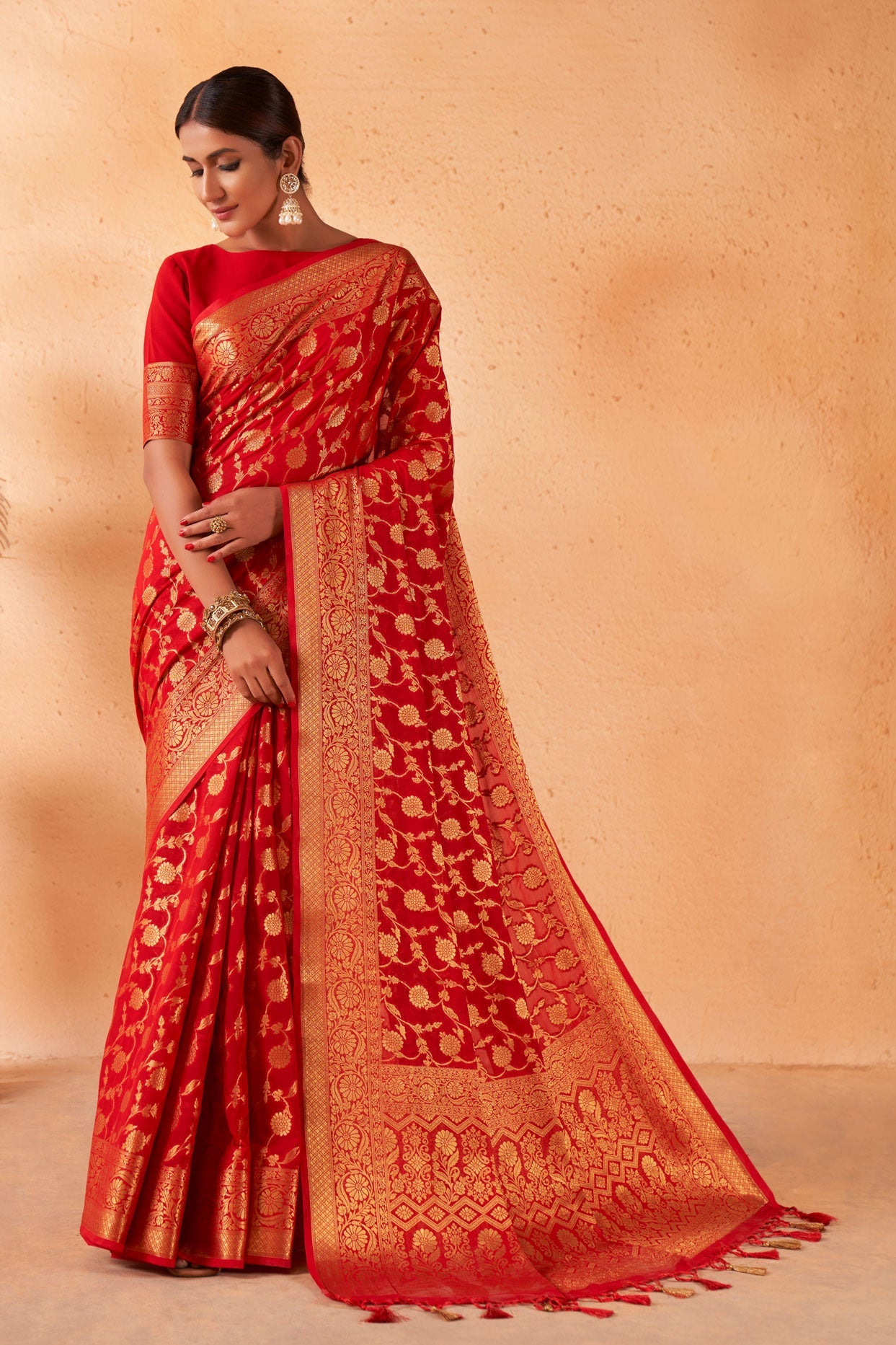 Red Georgette Saree-ZB130345-1